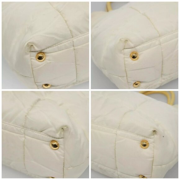 PRADA Hand Bag Nylon 2way Ivory Gold Auth 115040 - Picture 15 of 16